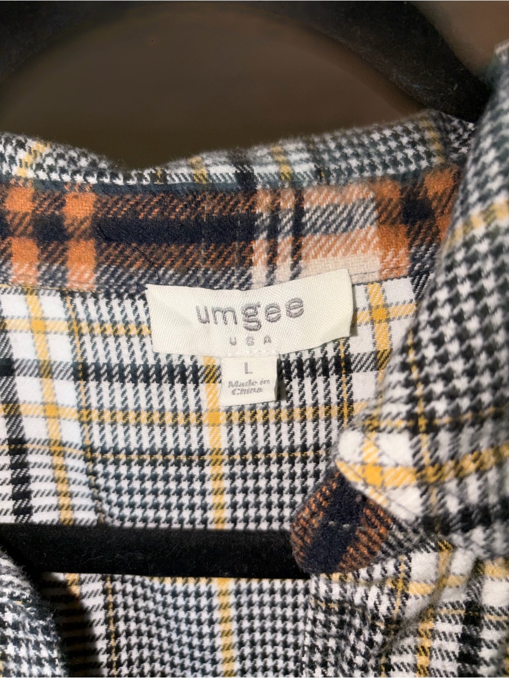 Umgee patchwork plaid pattern mix half button up size large NWT - Picture 3 of 3